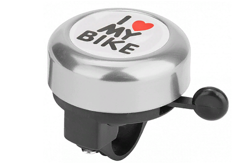 Велосипедный звонок 45AE-06 "I Love my bike" алюм/пластик черно-серебристый,арт.210142
