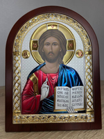 Спаситель, икона арочная, красное дерево, эмаль 150х200