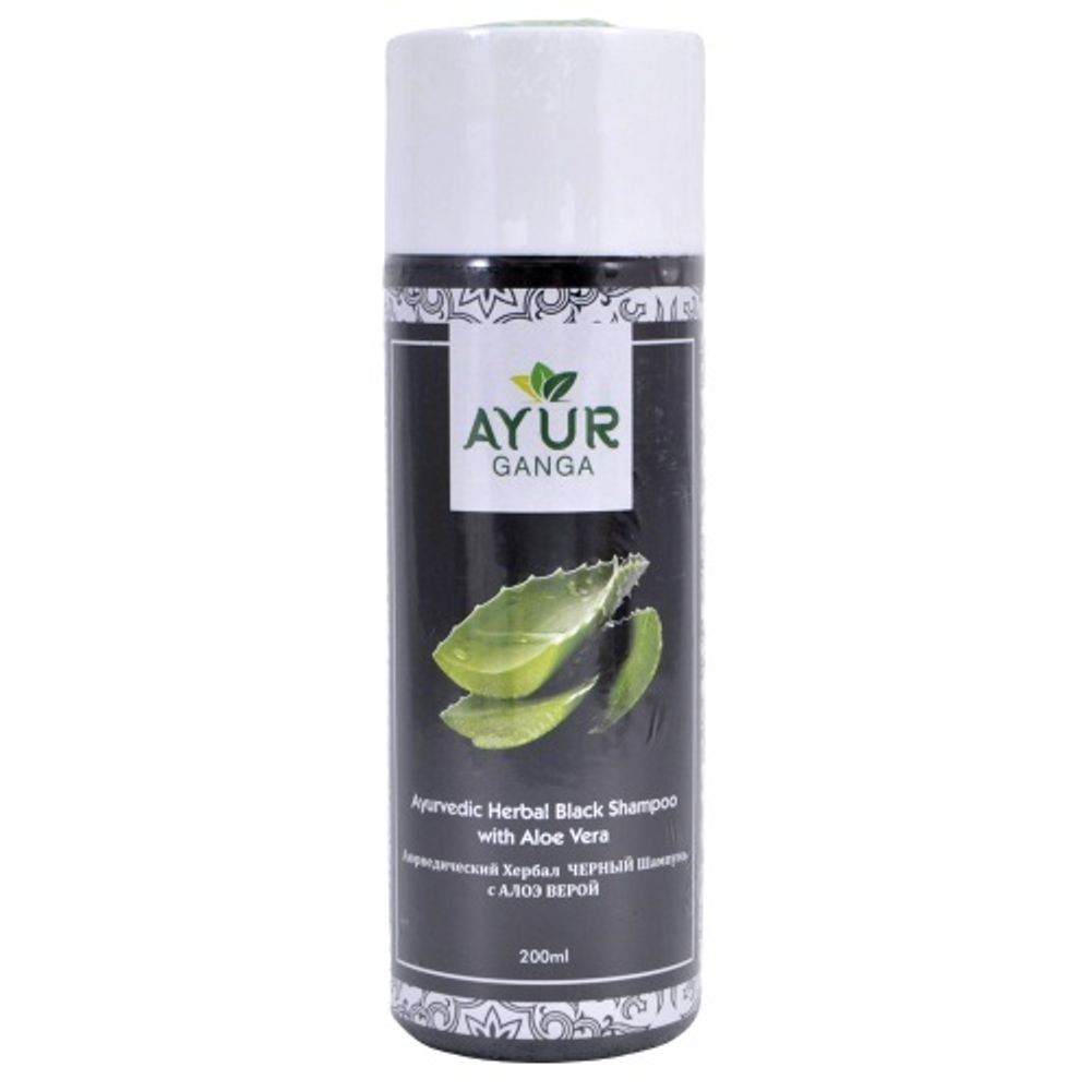 Черный Шампунь Ayur Ganga с Алоэ верой Ayurvedic Herbal 200 мл