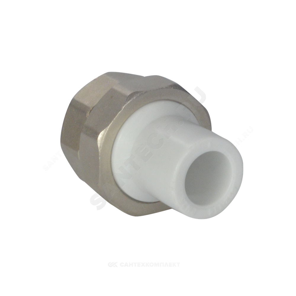 Муфта трубная PP-R комбинированная разъемная белая Дн 32х1" Ру25 наруж пайка/ВР VALFEX 10157025