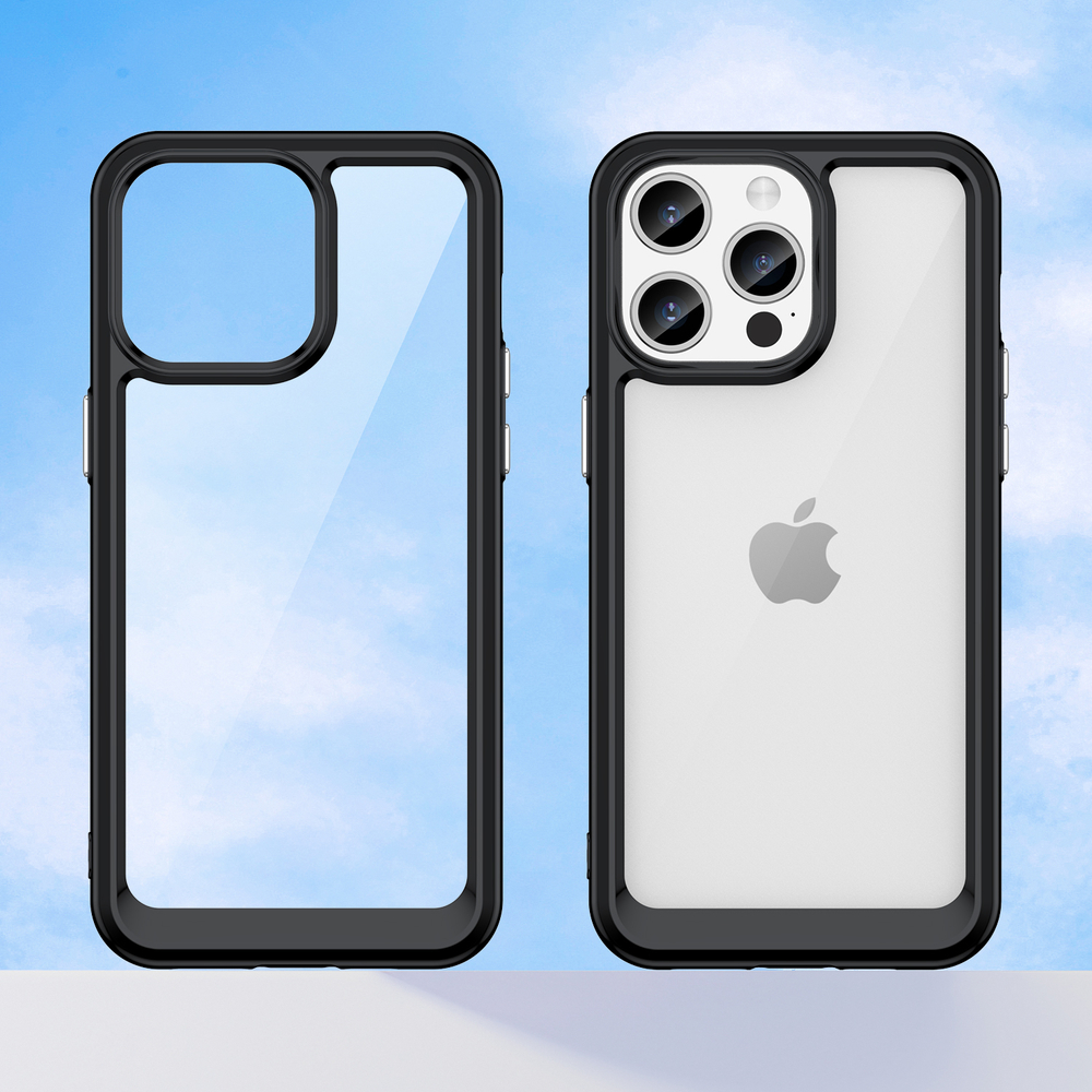 Противоударный чехол с мягкими усиленными рамками черного цвета для iPhone 15 Pro Max, мягкий отклик кнопок