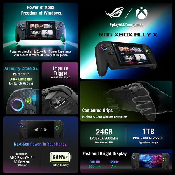 Игровая приставка Asus ROG Xbox Ally X 1 ТБ (RC73XA) Черный | Black