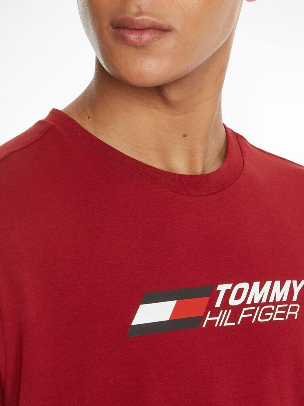 Мужская теннисная футболка Tommy Hilfiger Essentials Big Logo Short Sleeve Tee - rouge