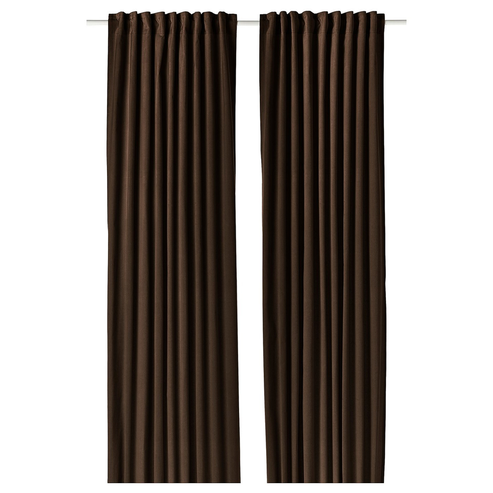 IKEA SANELA  (ИКЕА САНЕЛА)  -  Штора на шторной ленте, 2 шт. - тёмно-коричневый 140x280 см