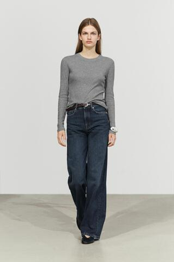 Massimo Dutti Футболка из смесового хлопка, светло-серый