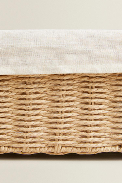 ZARA HOME КОРЗИНА С ТКАНЕВОЙ ПОДКЛАДКОЙ, СВЕТЛО-БЕЖЕВЫЙ