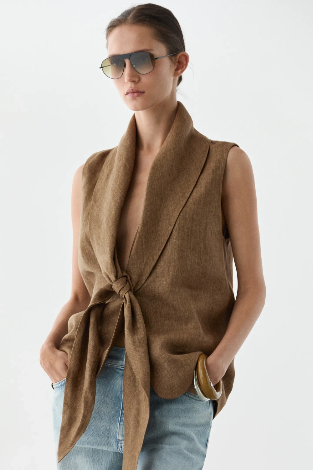 Жилет с льняными шнурками - MASSIMO DUTTI