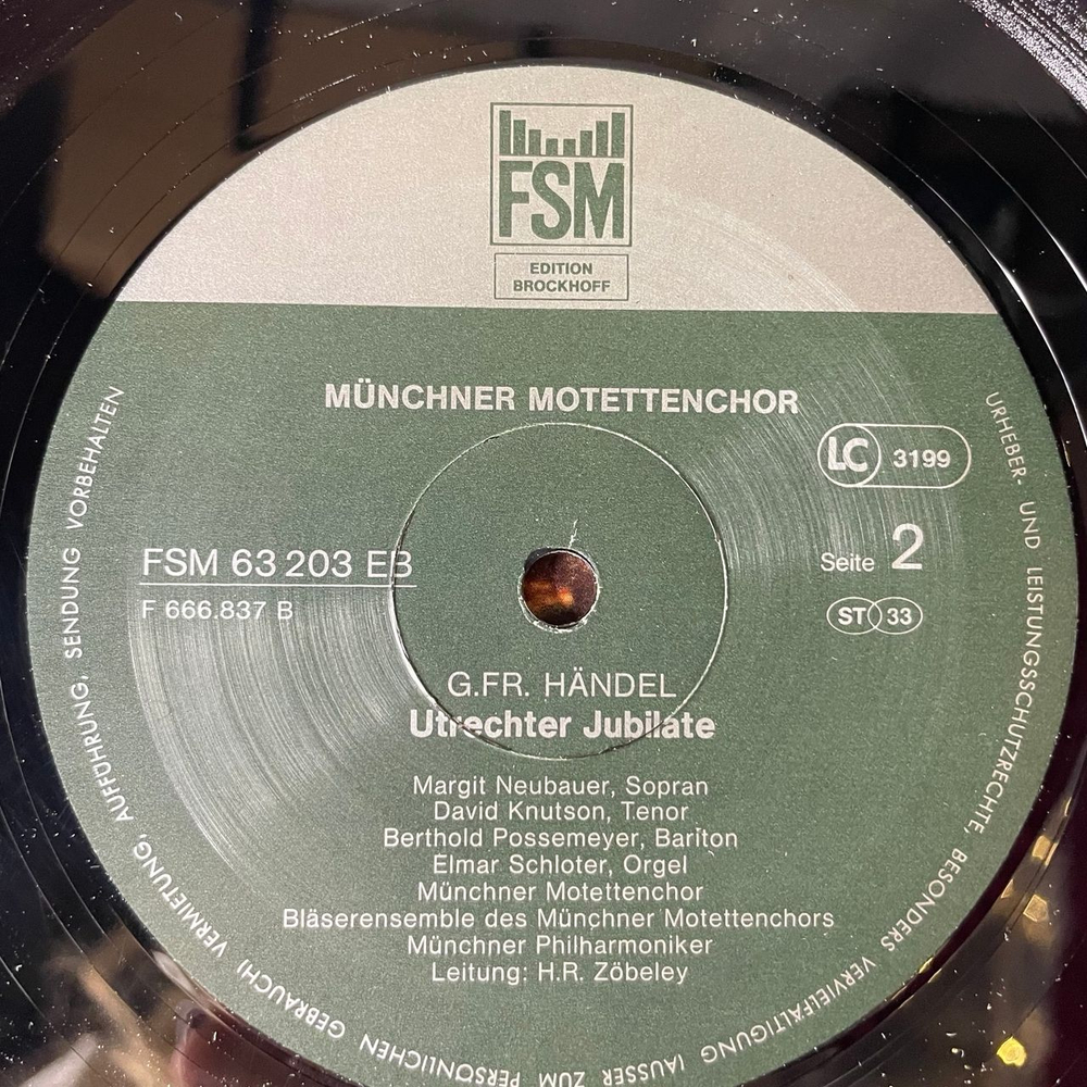 Винтажная виниловая пластинка LP G. F. Handel Йозеф Гайдн, Munchner Motettenchor, H.R. Zobeley, Utrechter Te Deum Und Jubilate (Германия 1977)