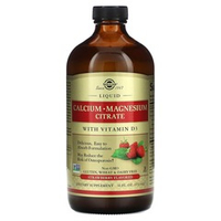 Solgar, Calcium Magnesium Citrate with Vitamin D3 473 ml ( 16 FL.OZ ) | Solgar, kalsiy va magniy sitrati, D3 vitamini bilan, suyuq shaklda, tabiiy qulupnay taʼmi, 473 ml (16 suyuq unsiya)