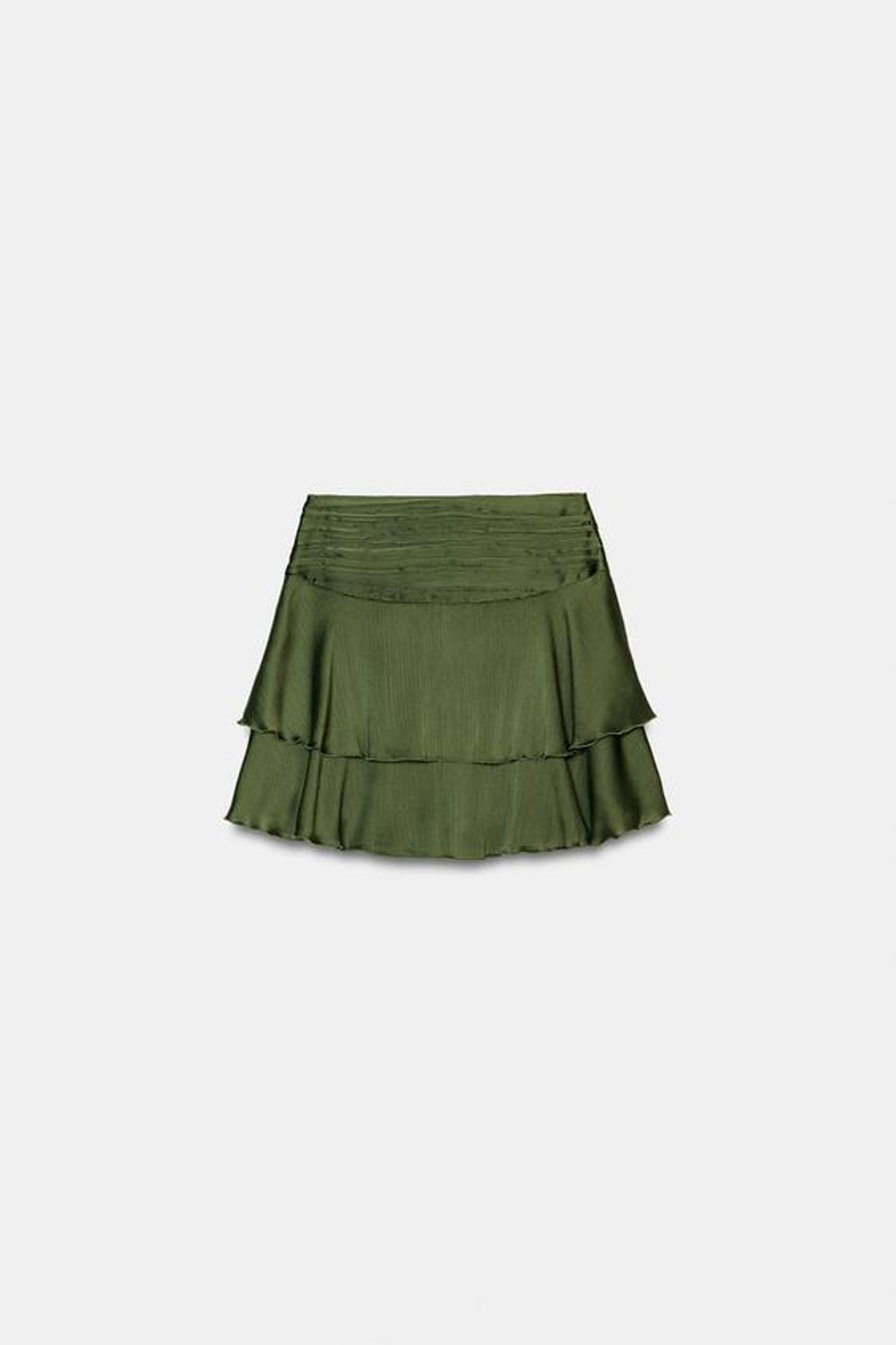 Мини-юбка из атласа с оборками - ZARA