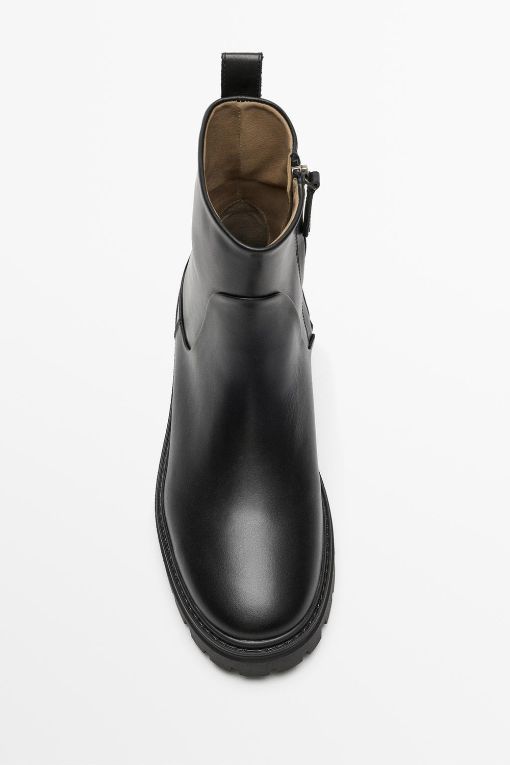 Massimo Dutti Кожаные ботинки на плоской подошве, черный
