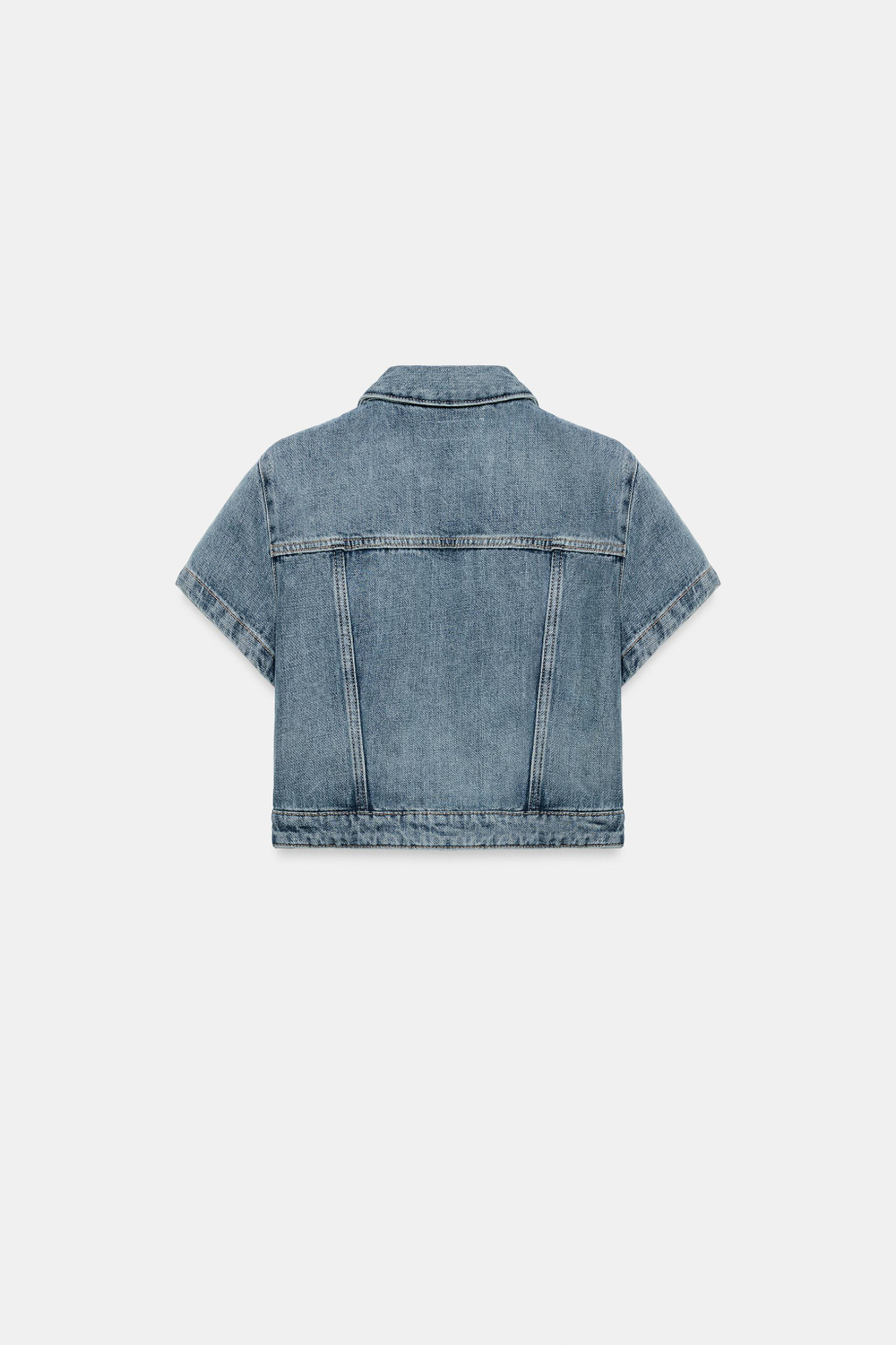 УКОРОЧЕННАЯ ДЖИНСОВАЯ РУБАШКА TRF С АССИМЕТРИЧНЫМ НИЗОМ — ZARA