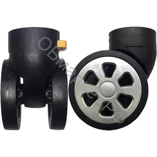 Колесо PLG-K 005/1, d57, чёрный, серебро и жёлтая вставка