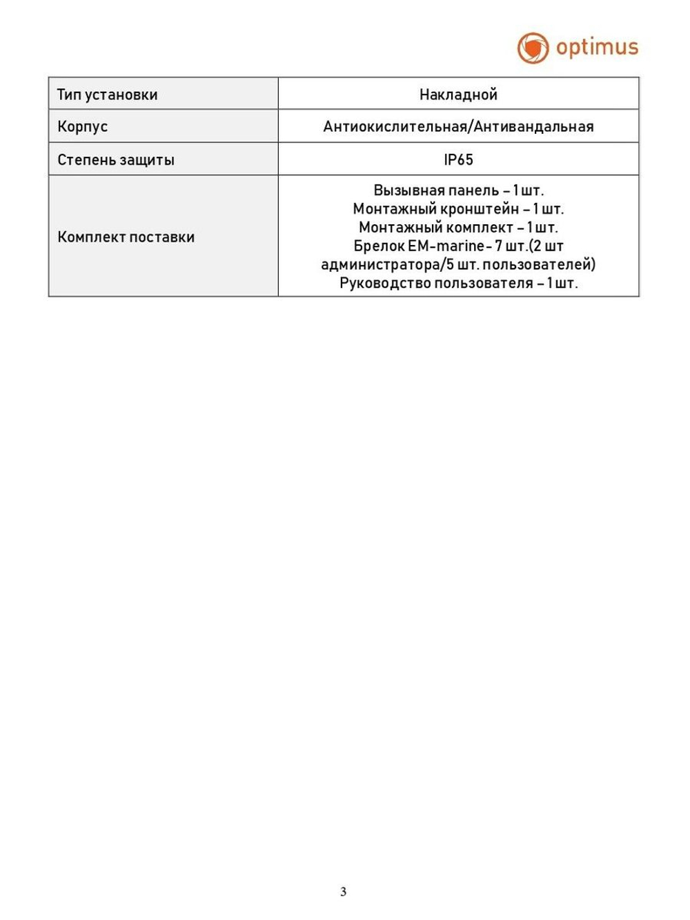 Вызывная панель Optimus Life DSH-22IR (g)