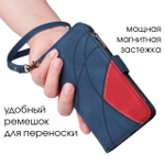 Дизайнерский чехол-книжка из кожи для SAMSUNG M31 / M21S / F41 с кошельком, 5 слотами для карт и подставкой