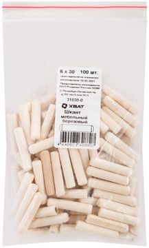 Шкант мебельный 6 х 30 березовый 100 шт. Фасовка