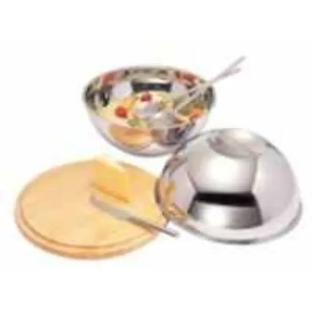 Блюдо для подачи d 30 см дерево с нерж. крышкой салатником h14 см P.L. Proff Cuisine