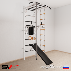 Шведская стенка Sv Sport усиленная 625 (Турник рукоход/Брусья/Скамья/Канат/Кольца/Лестница)