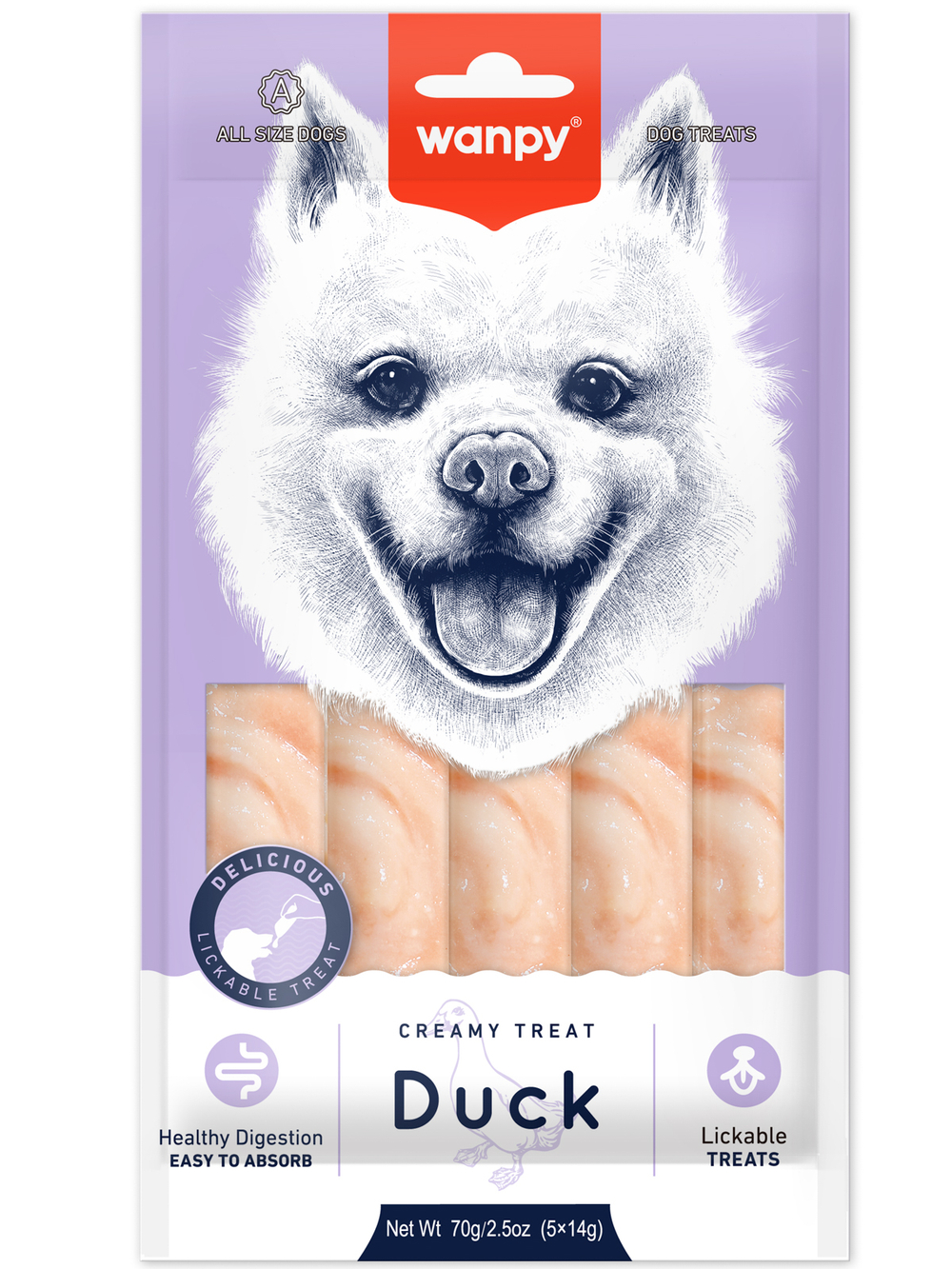 Wanpy Dog Крем лакомство для собак "нежное пюре" из утки 70 г