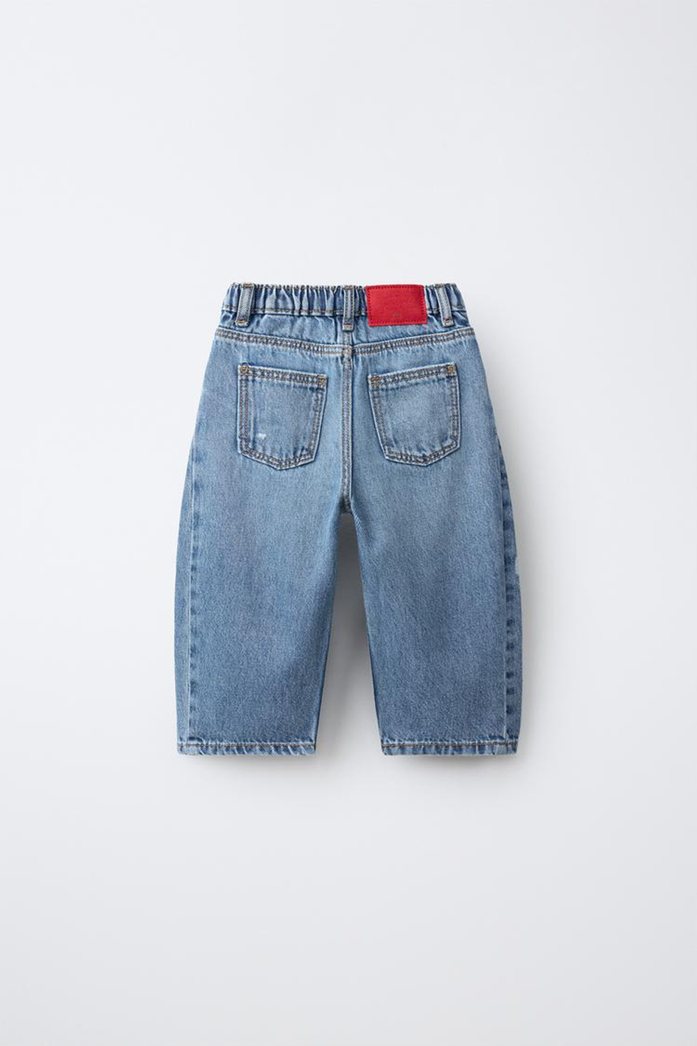 ZARA ДЖИНСЫ BARREL С РАЗРЕЗАМИ, СИНИЙ