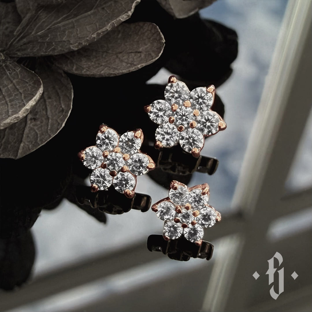 Накрутка "Lacus" - Розовое золото - White CZ