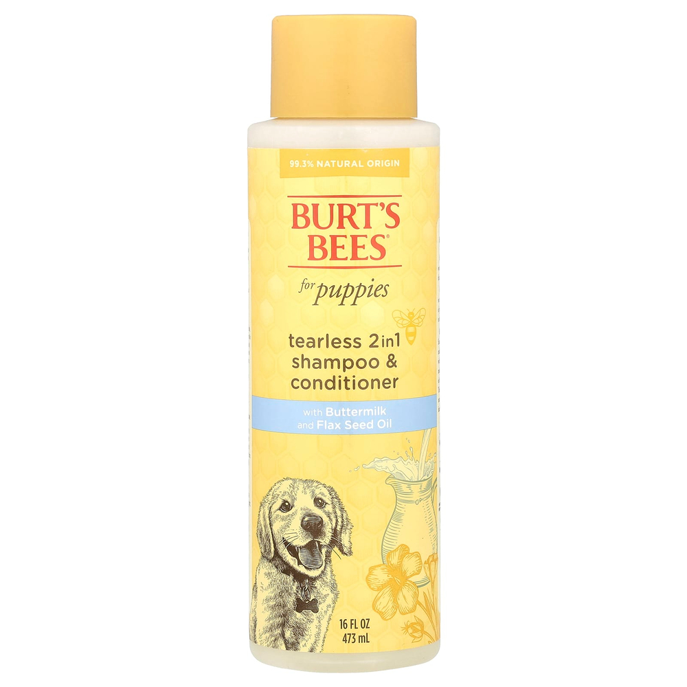 Burt's Bees, Шампунь и кондиционер 2 в 1 Tearless с пахтой и льняным маслом, для щенков, 473 мл (16 жидк. унц.)