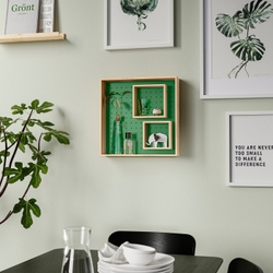 IKEA SKOGSMOSAIK  (ИКЕА СКОГСМОСАИК)  -  Полка выставочная - сосна/зелёный 45х45 см