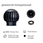 Ротационный нанодефлектор ND160 с переходником 100/125, чёрный