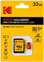 Карта памяти Kodak Ultra Performance 32GB microSDXC UHS-I U3 V30 A1, R/W 100/80 МБ/с