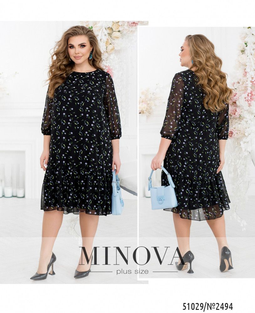 Платье 2494-черный-сиреневый Minova Платье 2494-черный-сиреневый Minova