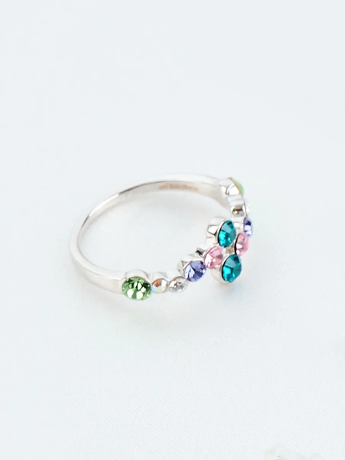 Кольцо Млечный путь с разноцветными кристаллами Swarovski