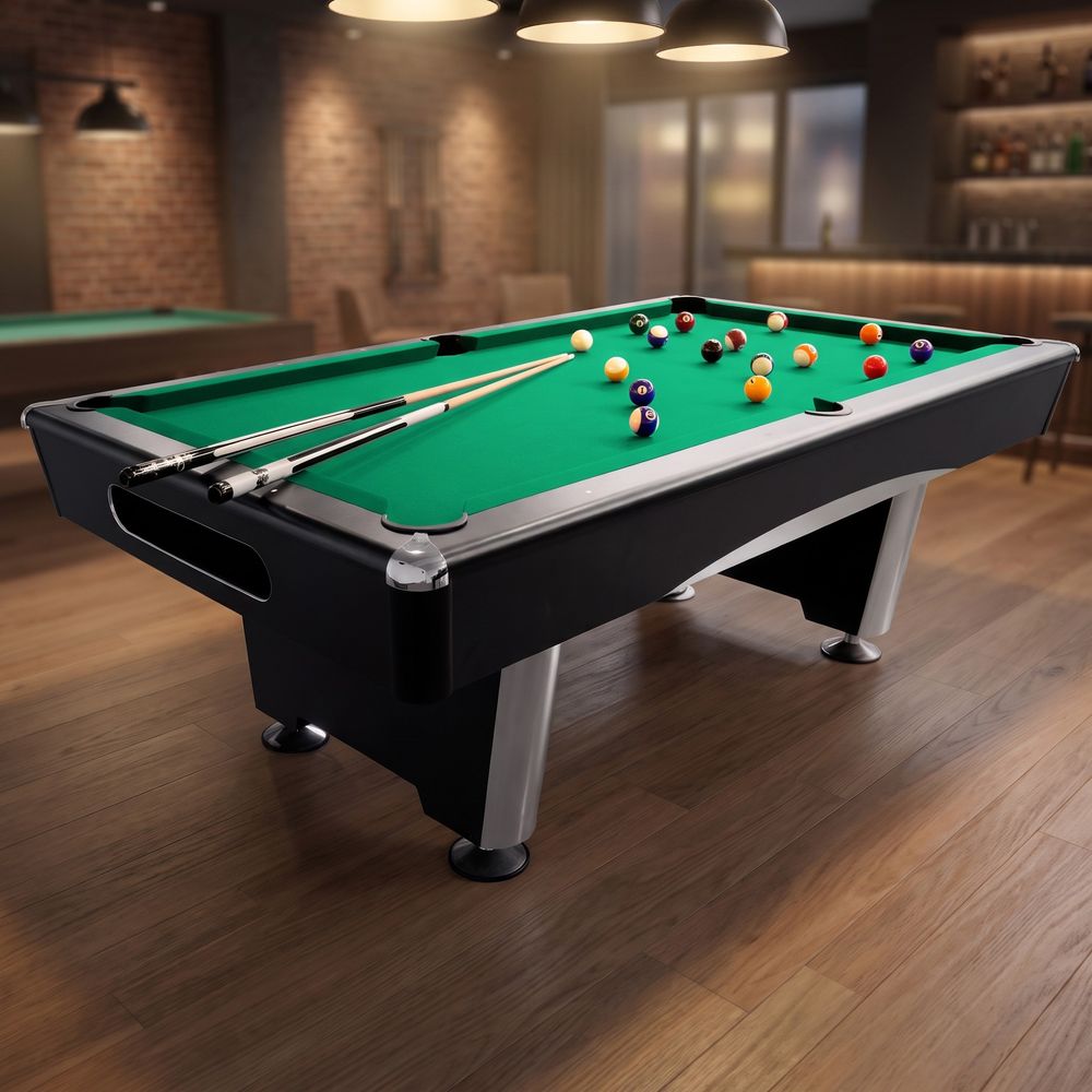 Бильярдный стол для пула Dynamic Billard "Triumph Plus" 8 футов (черный) в комплекте, аксессуары и сукно