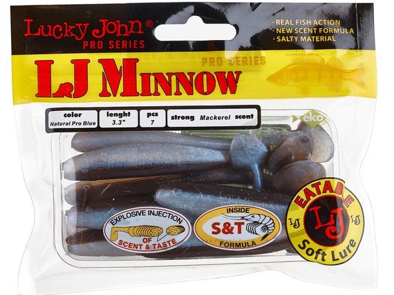 Виброхвосты съедобные LJ Pro Series MINNOW 3.3in (8,4 см), цв. T46, 7 шт.