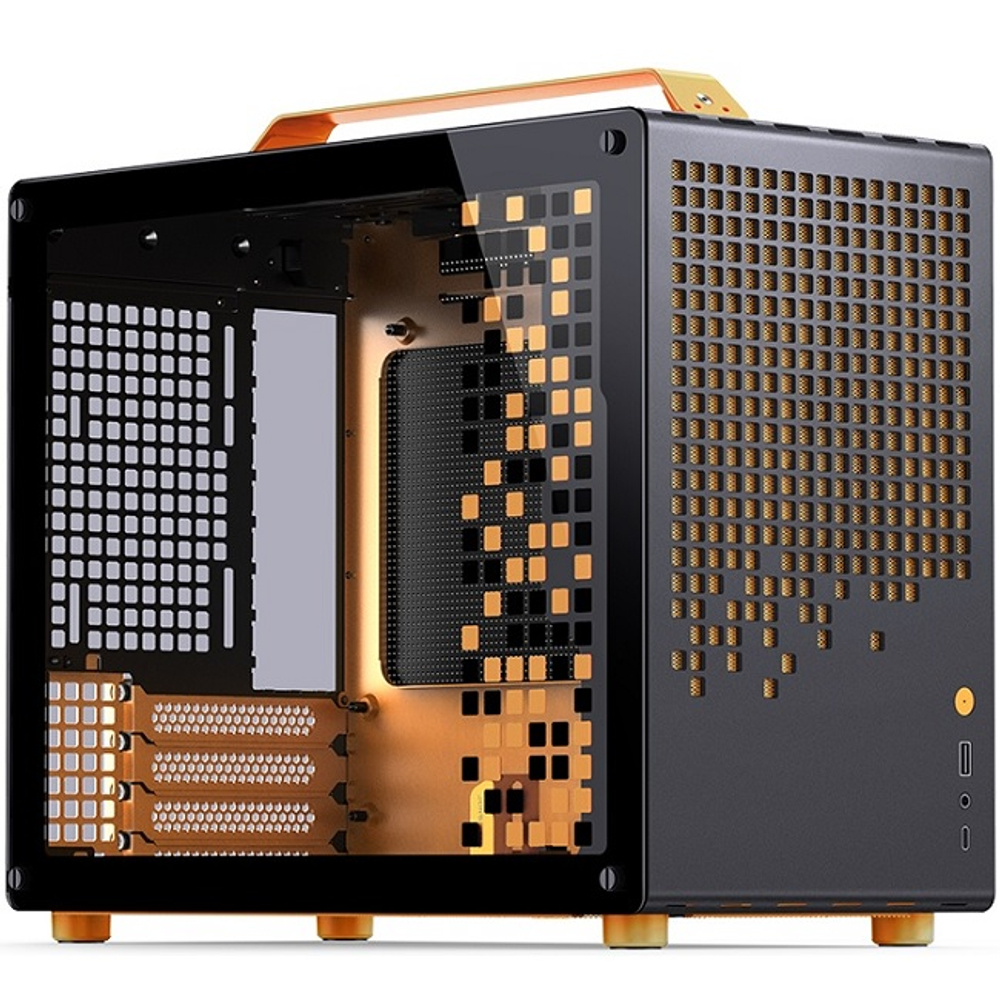 Корпус Mini-Tower JONSBO Jonsplus Z20, Micro-ATX, оранжевый/черный (Z20 Orange/Black)