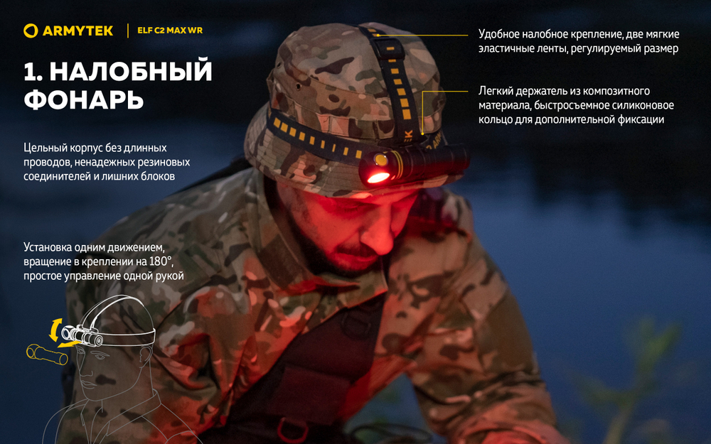 Фонарь Armytek Elf C2 Max WR USB-C Белый