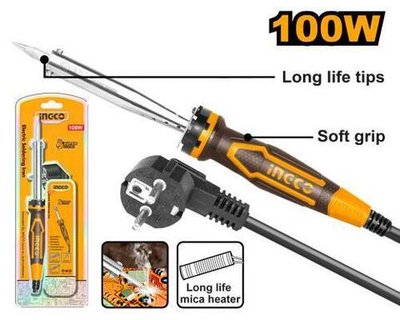 Паяльник электрический прямое, конусное 100Вт INGCO SI00108 INDUSTRIAL