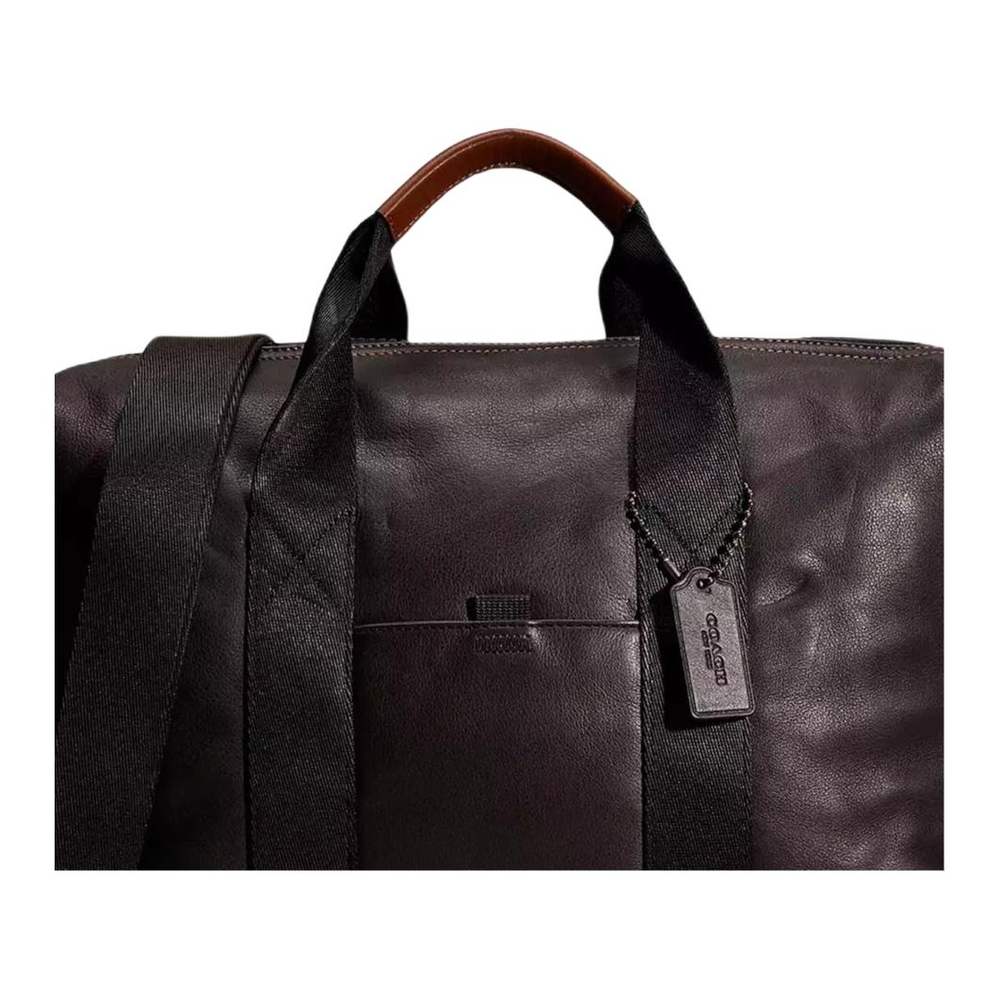COACH Pacer Leather Laptop Bag Large Men"s Black & Copper