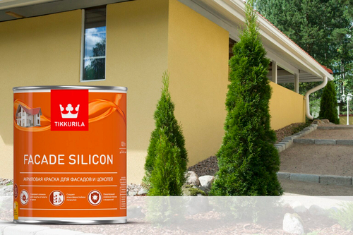 Tikkurila Facade Silicon Краска акриловая для фасадов и цоколей Глубокоматовая "База С " 0,9L