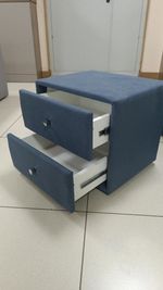Тумба Твист Микровелюр туманно-синий, ручка-кнопка