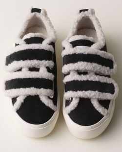 Замшевые кеды INUIKII 35202-050 Shearling low velcro black на меху