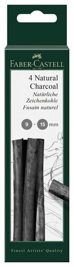 Уголь натуральный для рисования FABER-CASTELL, НАБОР 4 шт., "Pitt", толщина 9-15 мм, 129498