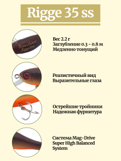 Воблер Минноу Rigge 35SS 35 мм 2.2 г цвет #45
