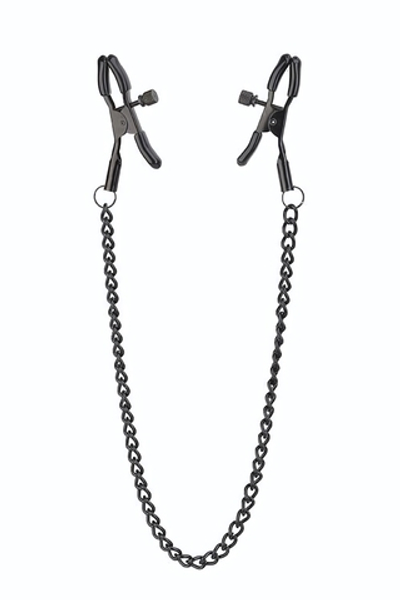 Черные зажимы на соски на цепочке Deluxe Nipple Clamps (Цвет: черный)
