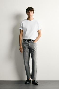 ZARA ДЖИНСЫ SLIM TAPERED, СЕРЫЙ