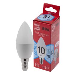 Лампа светодиодная ЭРА RED LINE LED B35-10W-840-E14 R 10Вт свеча нейтральный белый свет Е14 | Лампы cветодиодные Свеча (B/C)