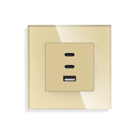 Блок зарядки в рамку 65W TYPE A+C+C 65WUSB золото, фото 2