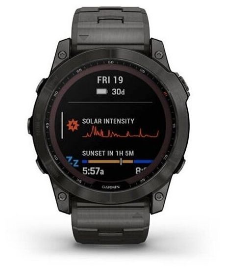 Garmin Fenix 7 Sapphire Solar титановый угольно-серый DLC с угольно-серым титановым DLC браслетом серый