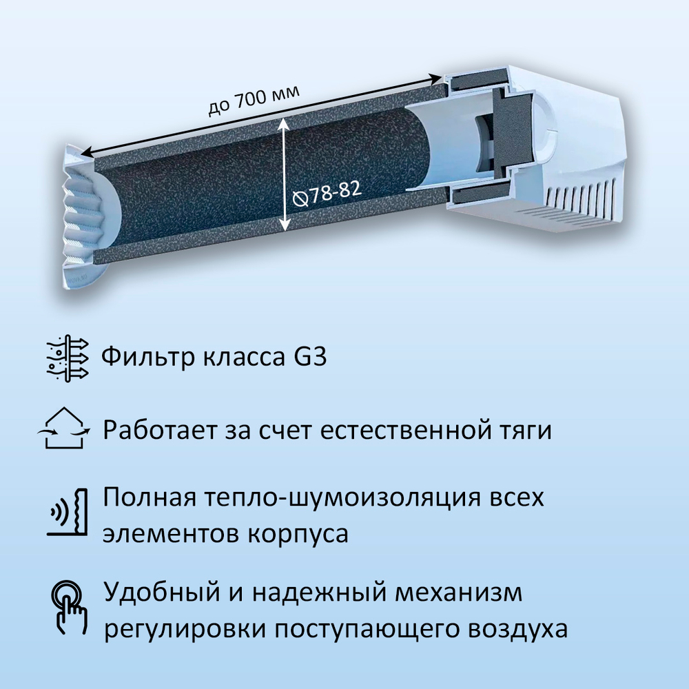 Приточный стеновой клапан NovaPLUS-LITE с фильтром