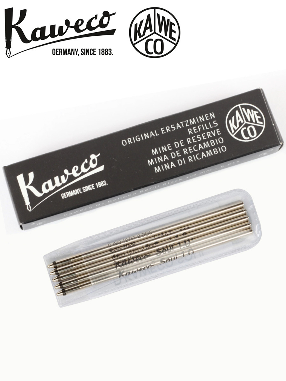 Набор стержней для шариковых ручек Kaweco D1 5 шт 1.0 мм черный (10000371)
