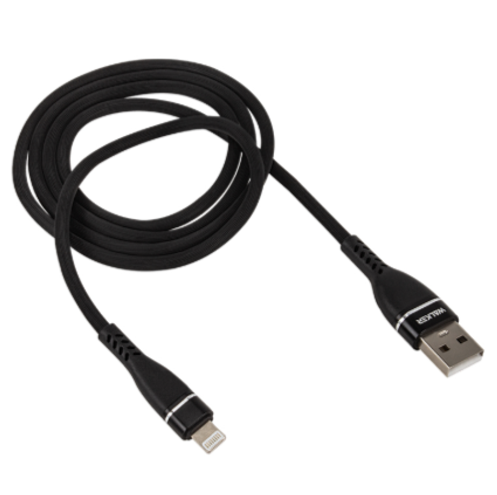Кабель USB "WALKER" C580, 3.1А, Lightning, поддержка QC, черный